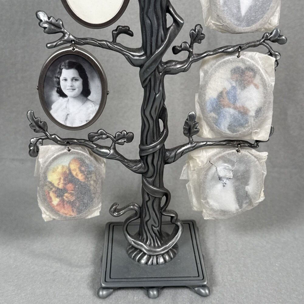 Burnes Of Boston Metal Family Tree Picture Frame Photo Holder Pewter 11” - Picture 6 of 6